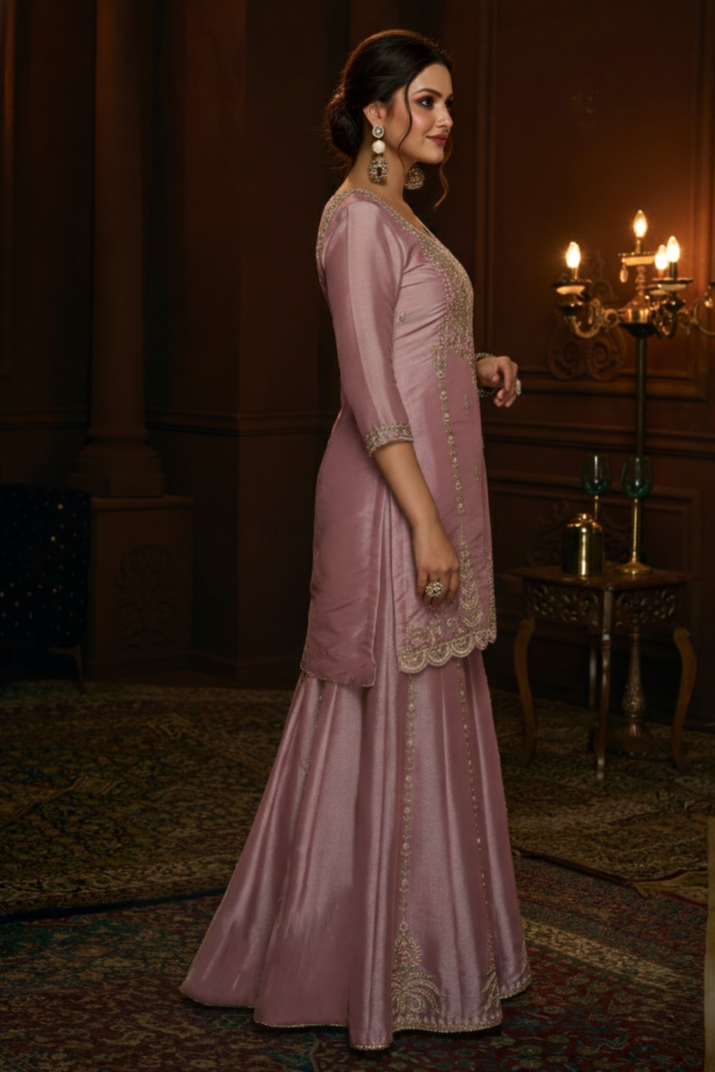 Haniya Blush Full Work Gharara Set