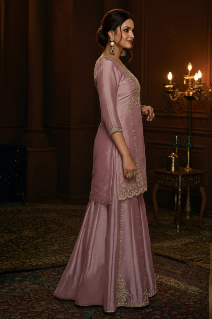 Haniya Blush Full Work Gharara Set