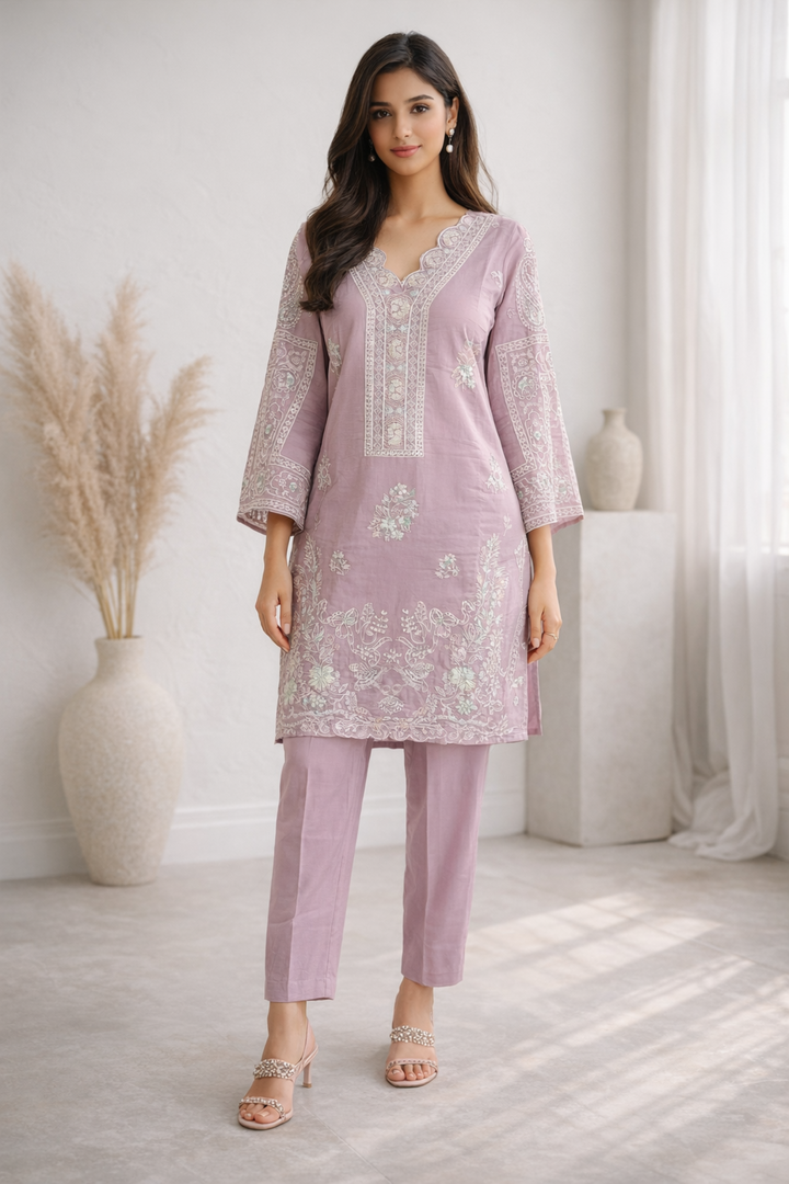 Mayuri Heather embroidery co-ord set