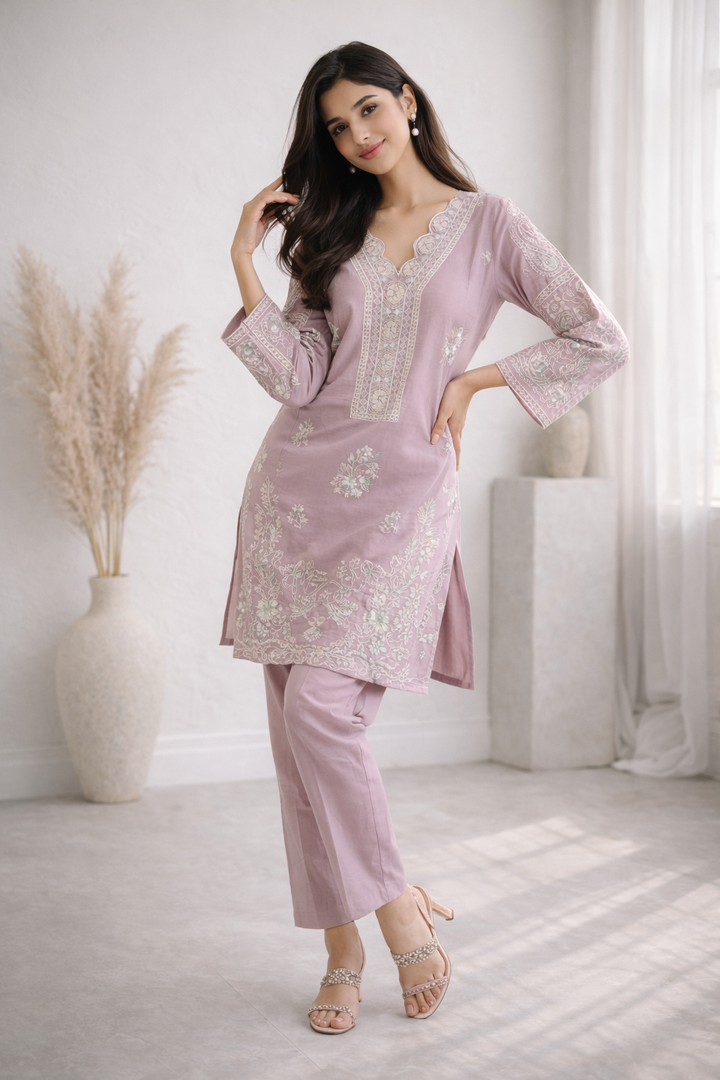 Mayuri Heather embroidery co-ord set