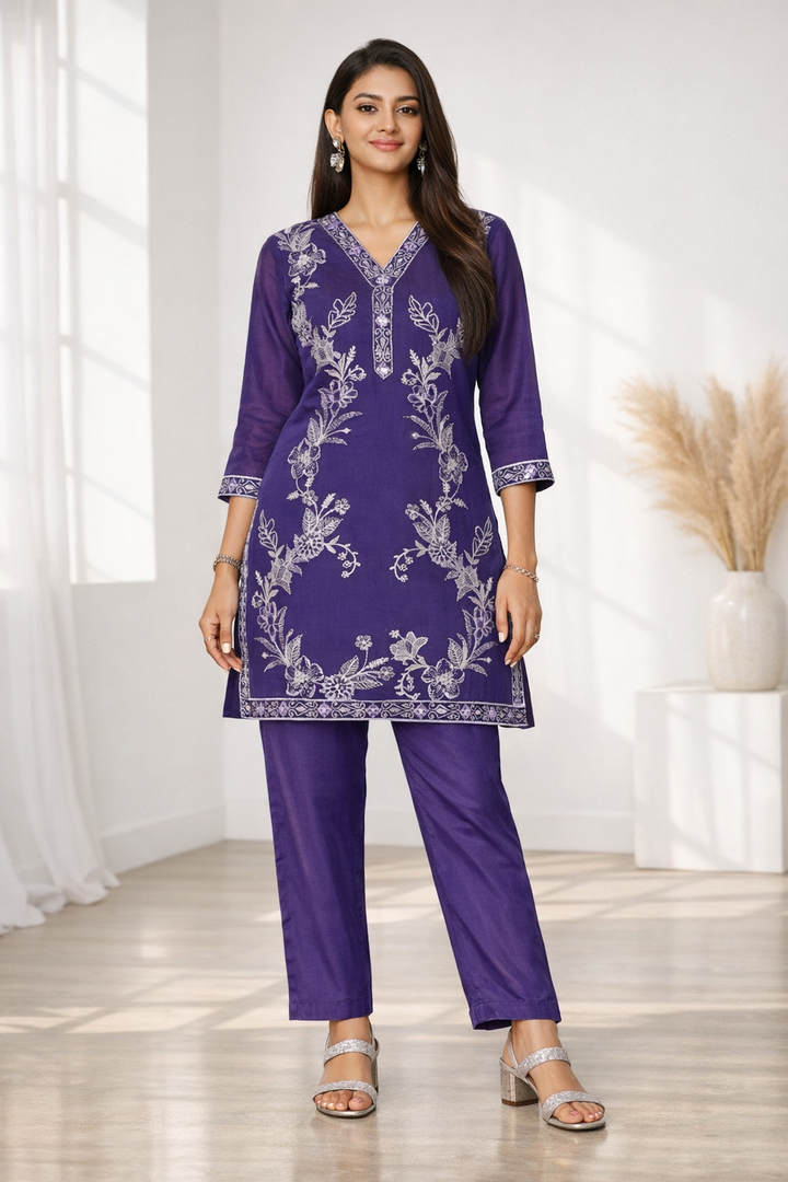 Anumeha Purple Work Co-ord Set