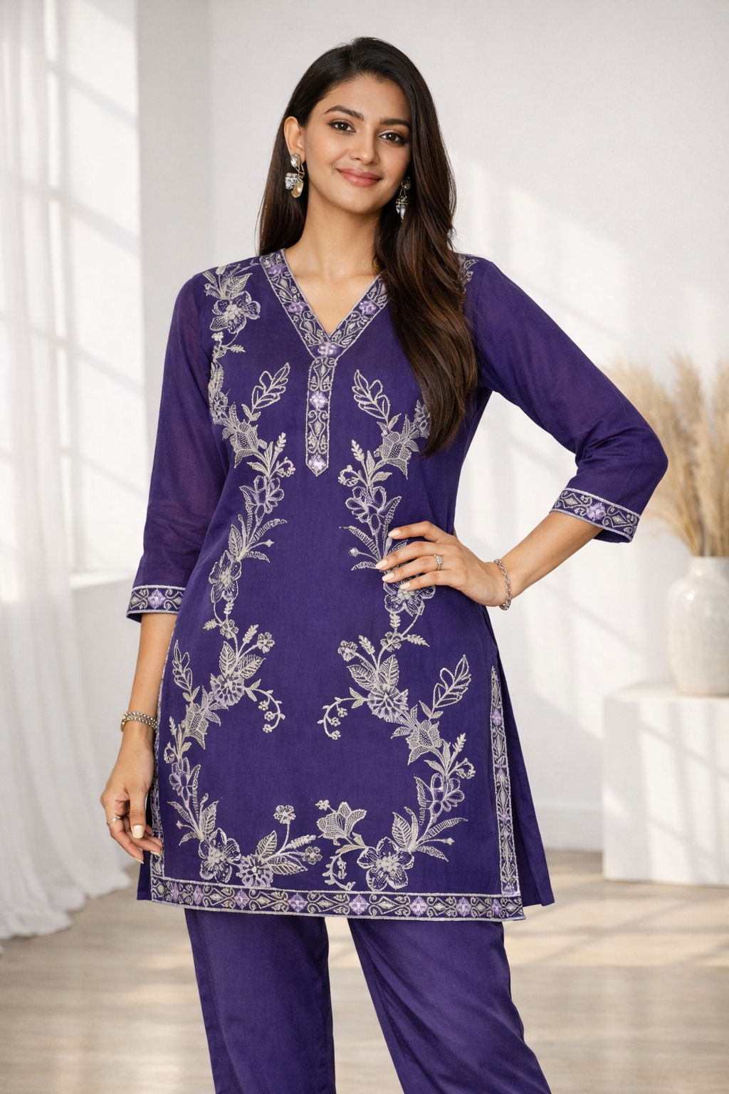 Anumeha Purple Work Co-ord Set