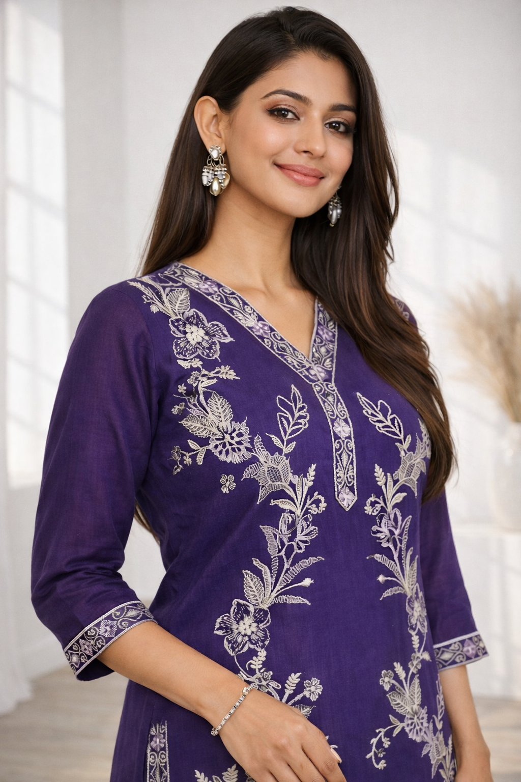 Anumeha Purple Work Co-ord Set