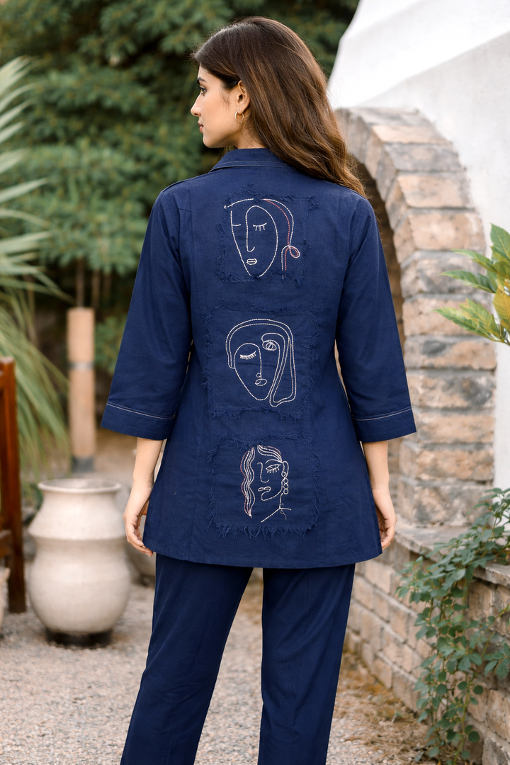 Midushi Azure embroidery Cotton co-ord set