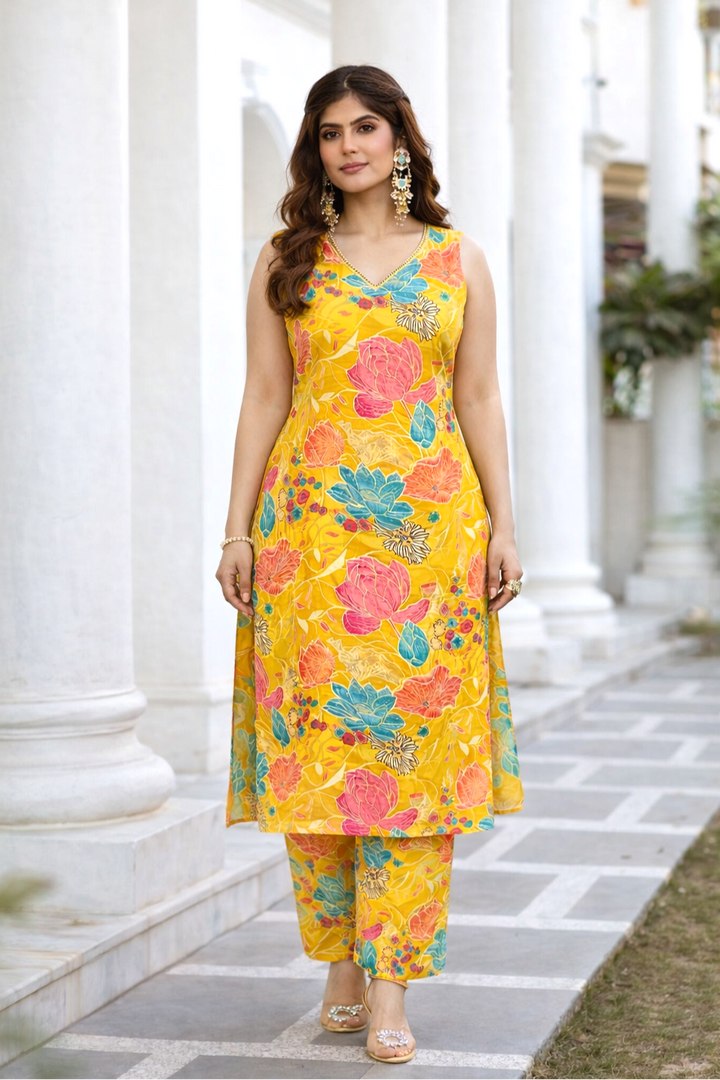 Sarika Amber Printed Work Kurta Pant Set