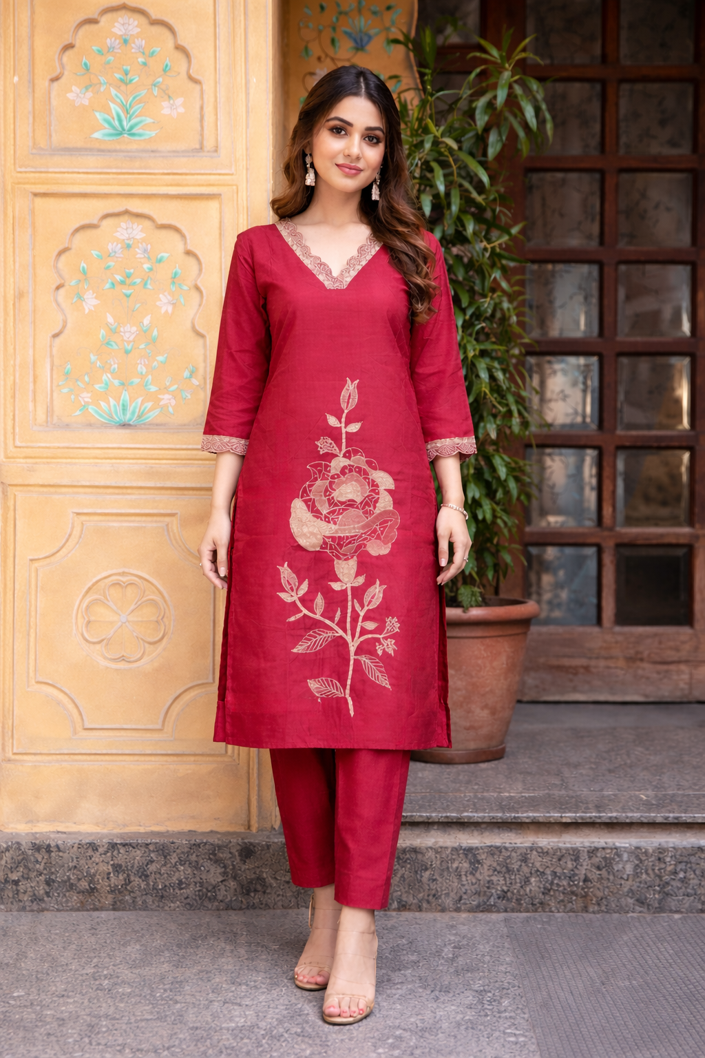 Bahara Rouge Emrboidered Suit Set