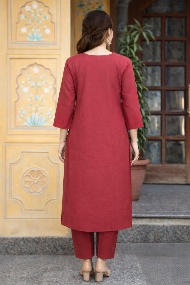 Bahara Rouge Emrboidered Suit Set