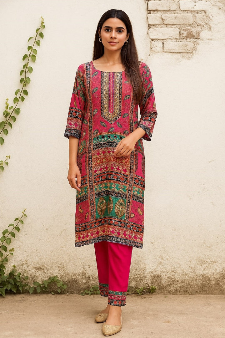 WAHIBA KARACHI ROSE FULL WORK SUIT SET