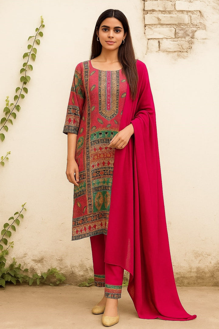 WAHIBA KARACHI ROSE FULL WORK SUIT SET