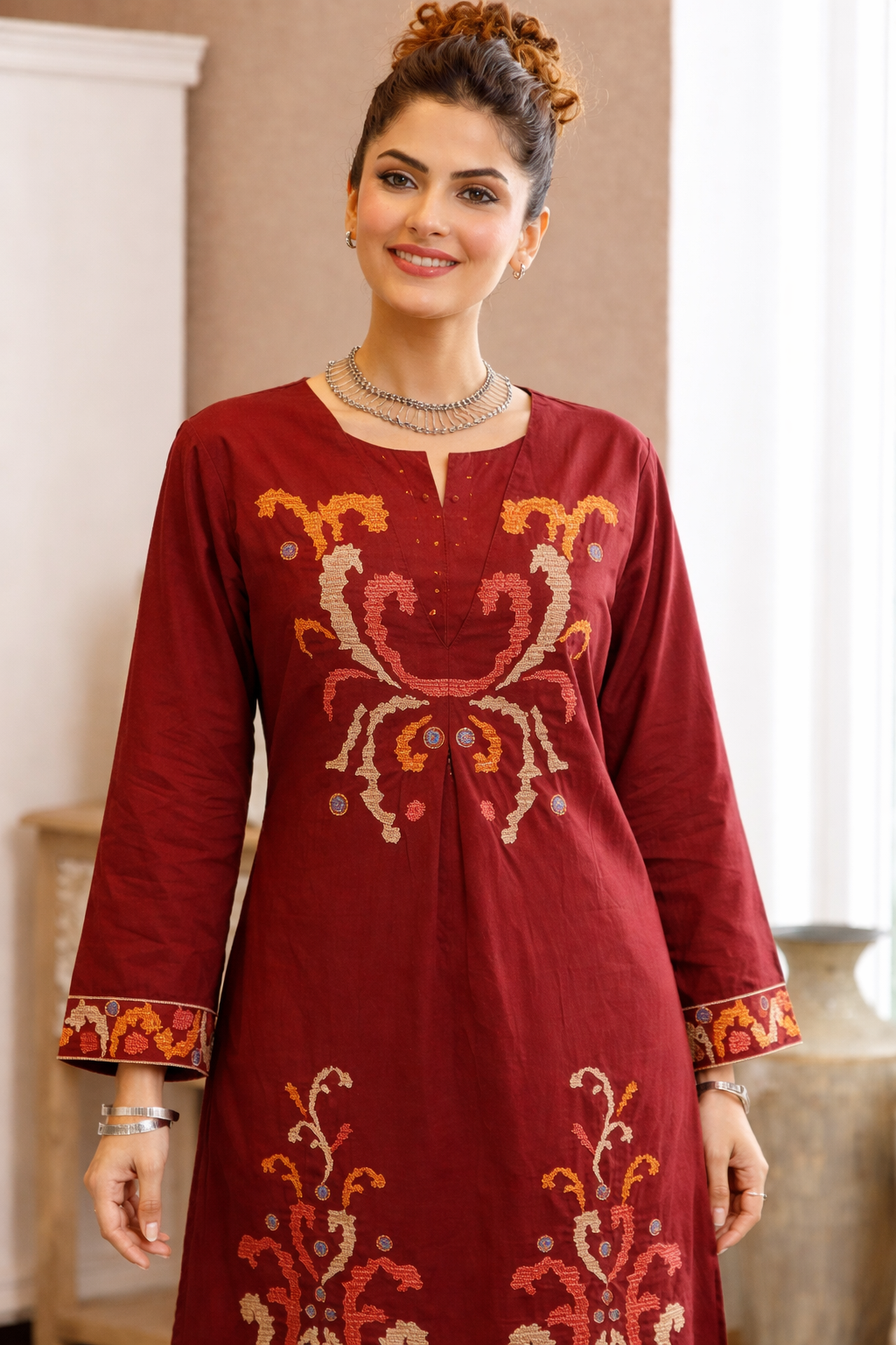 Karen merlot cotton kurta pant set