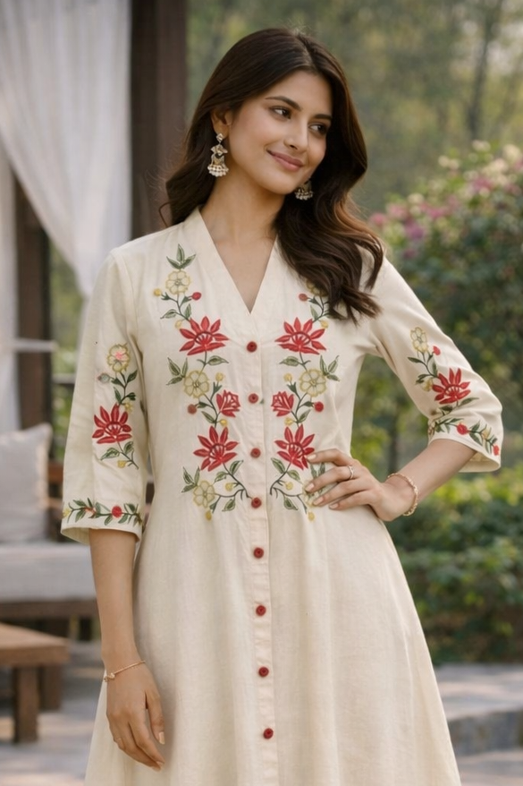 Slopi Pearl embroidery cotton dress
