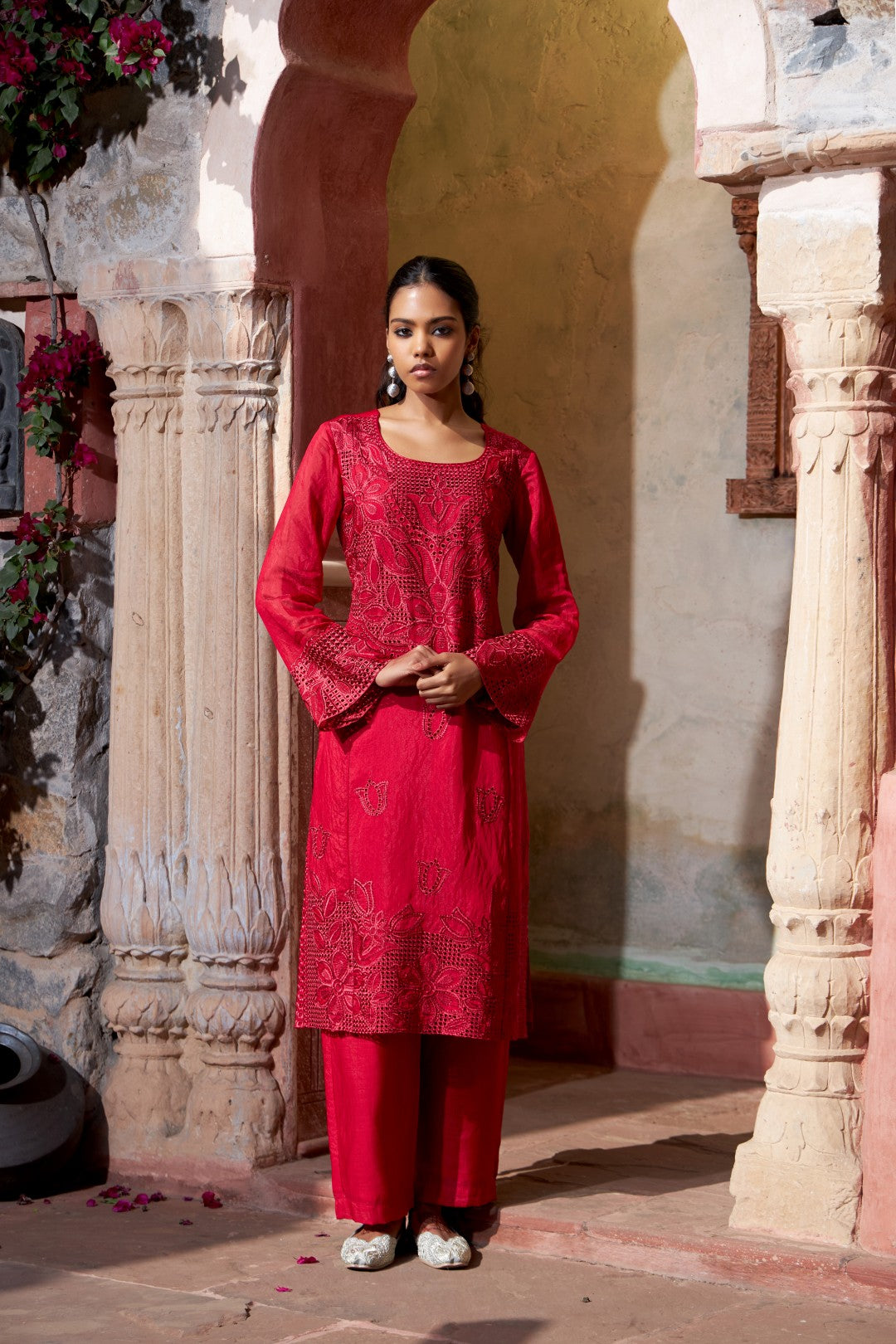 Mihika scarlet full work lawn suit