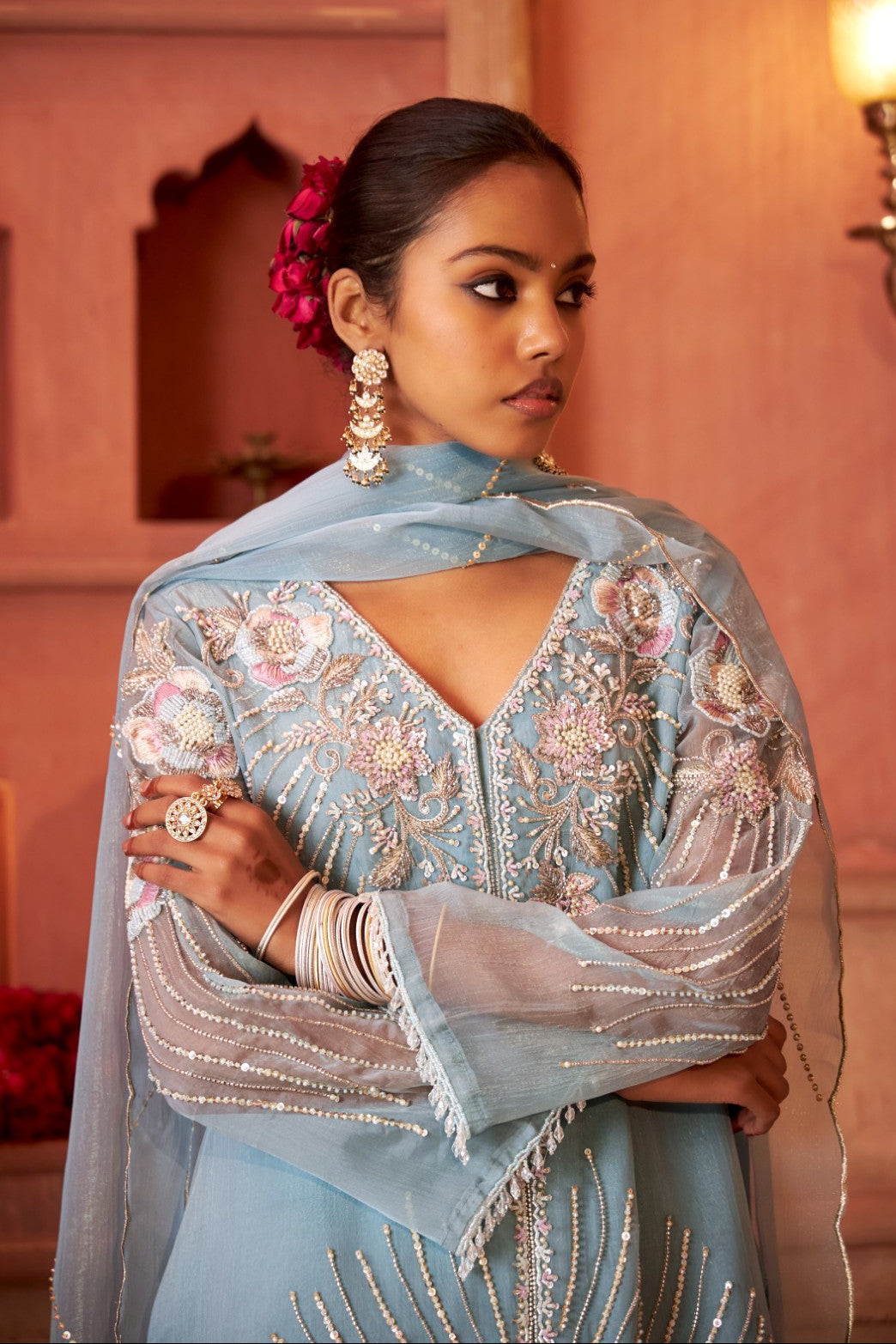 Mihika SoftBlue Full Work Suit set