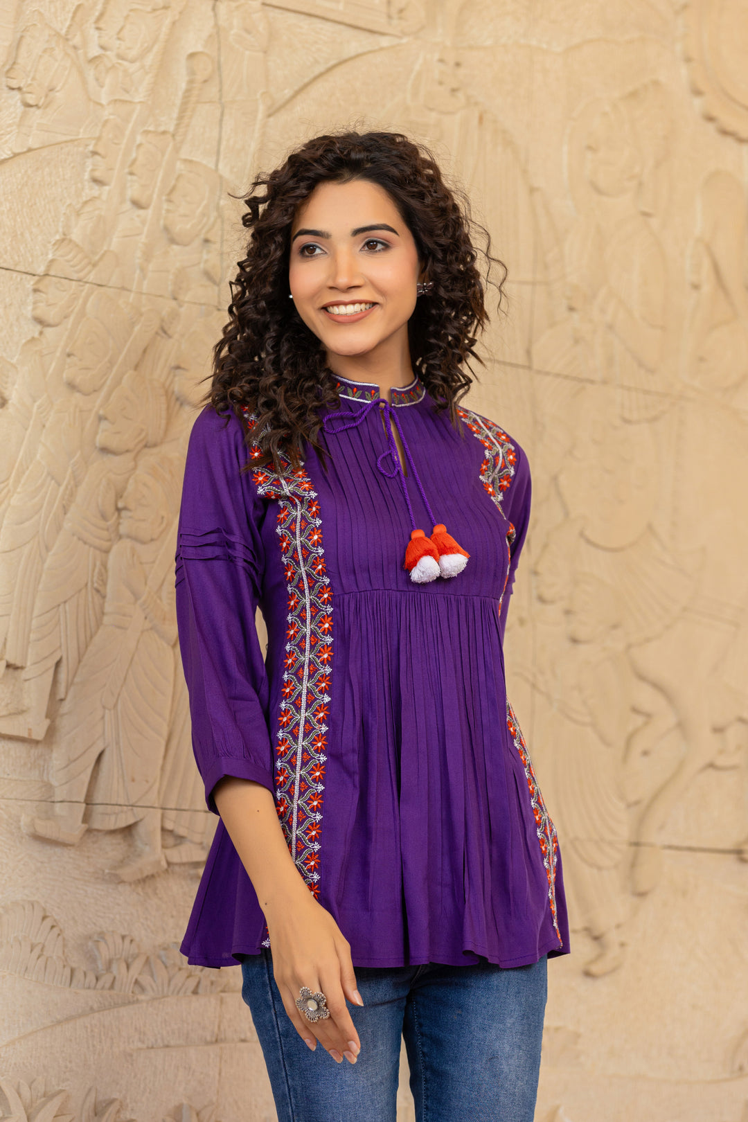 Sweety Purple Embroidery Top