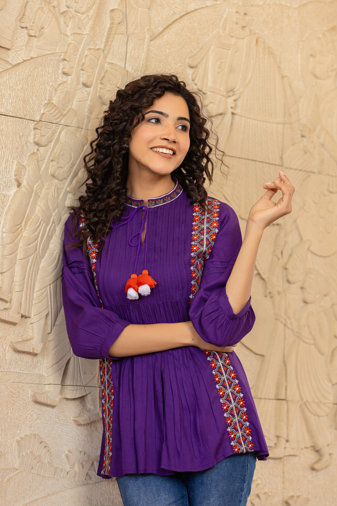 Sweety Purple Embroidery Top