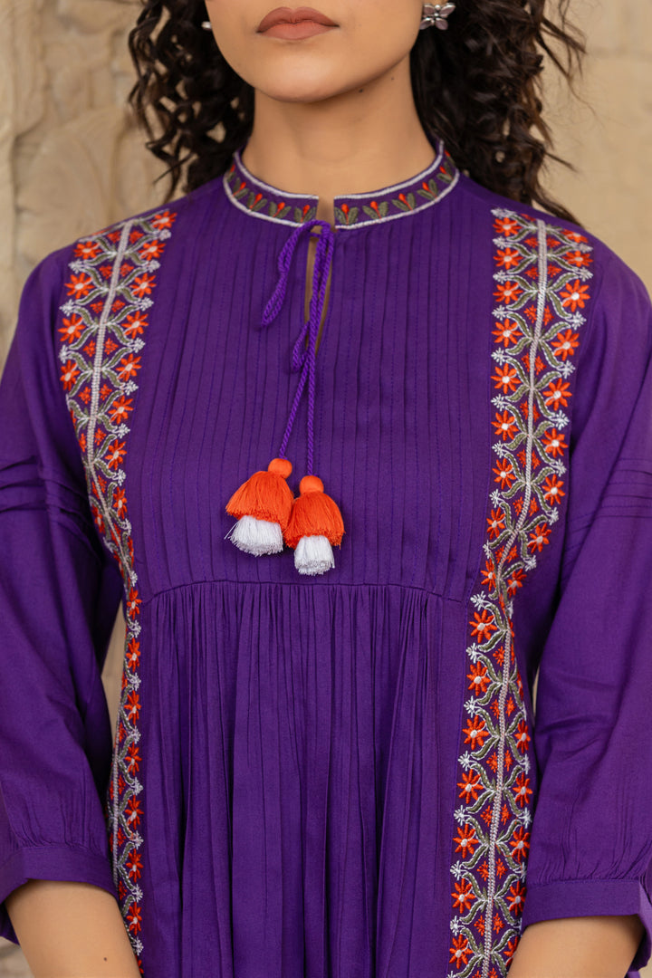 Sweety Purple Embroidery Top