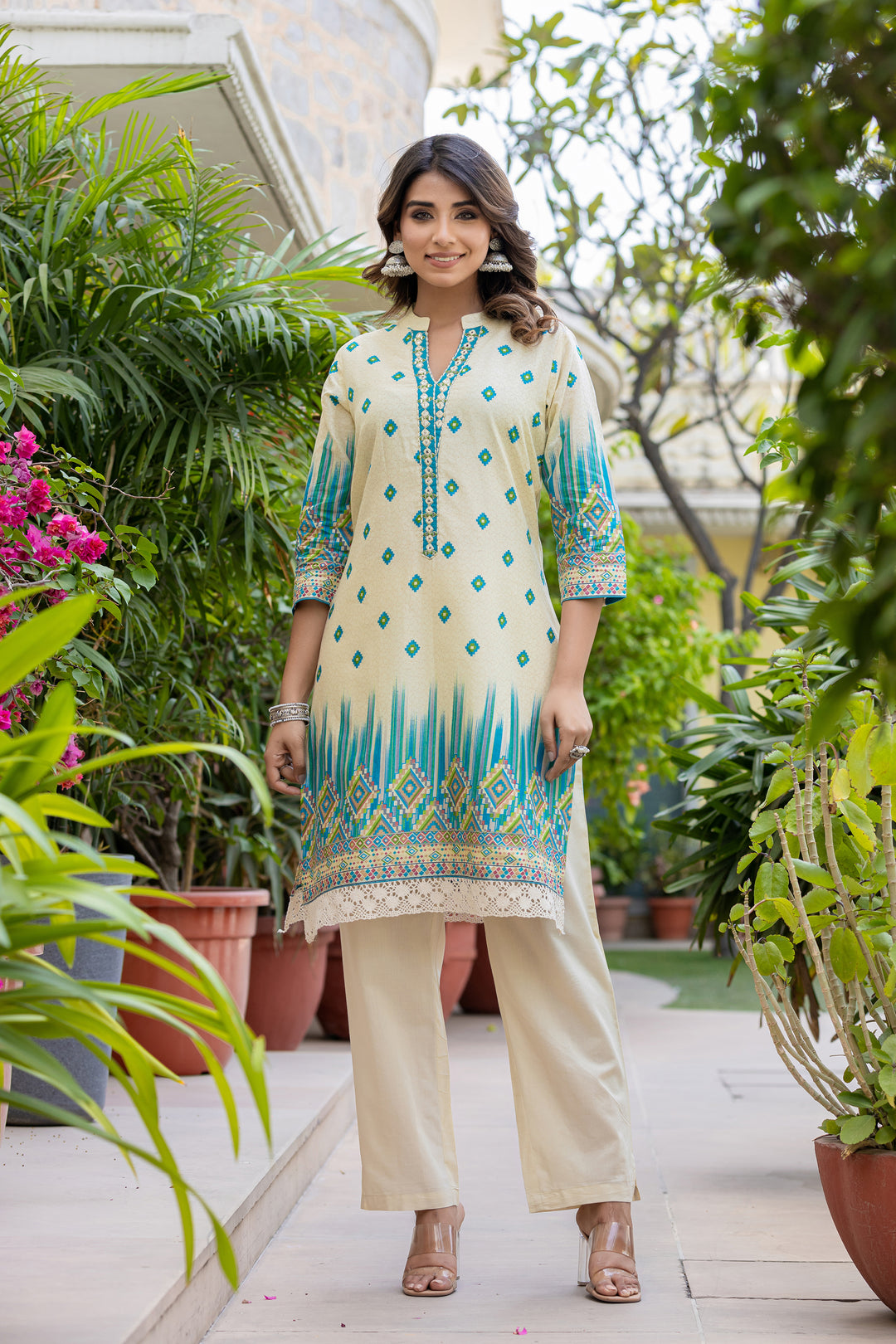 Arpita Sky Cotton Embrodiery Suit set