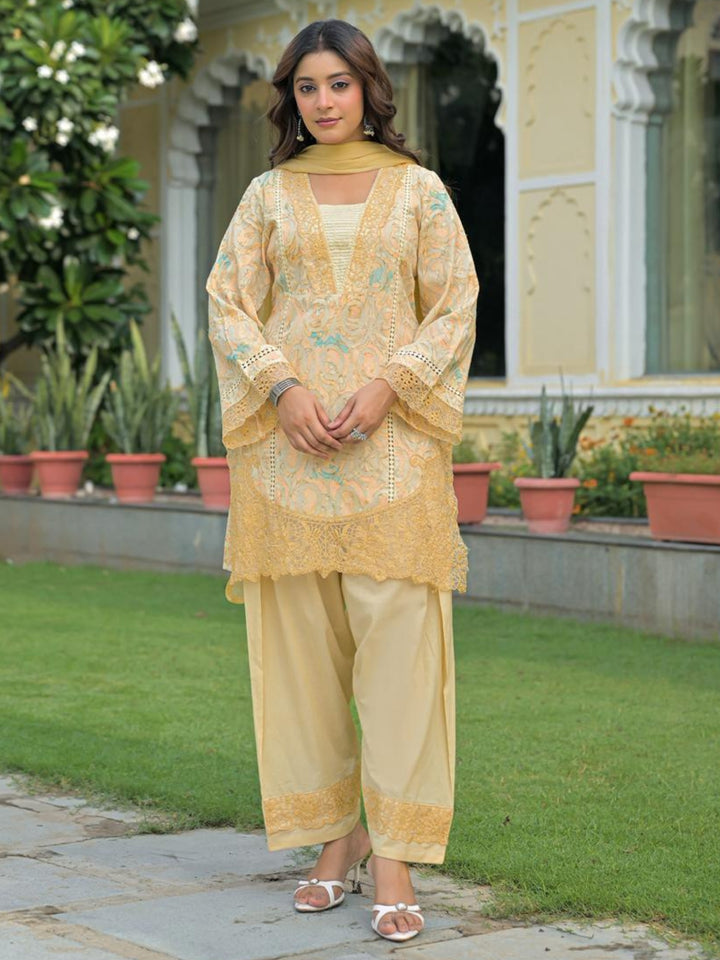 Dagdai Flax Embroidery Cotton Suit Set