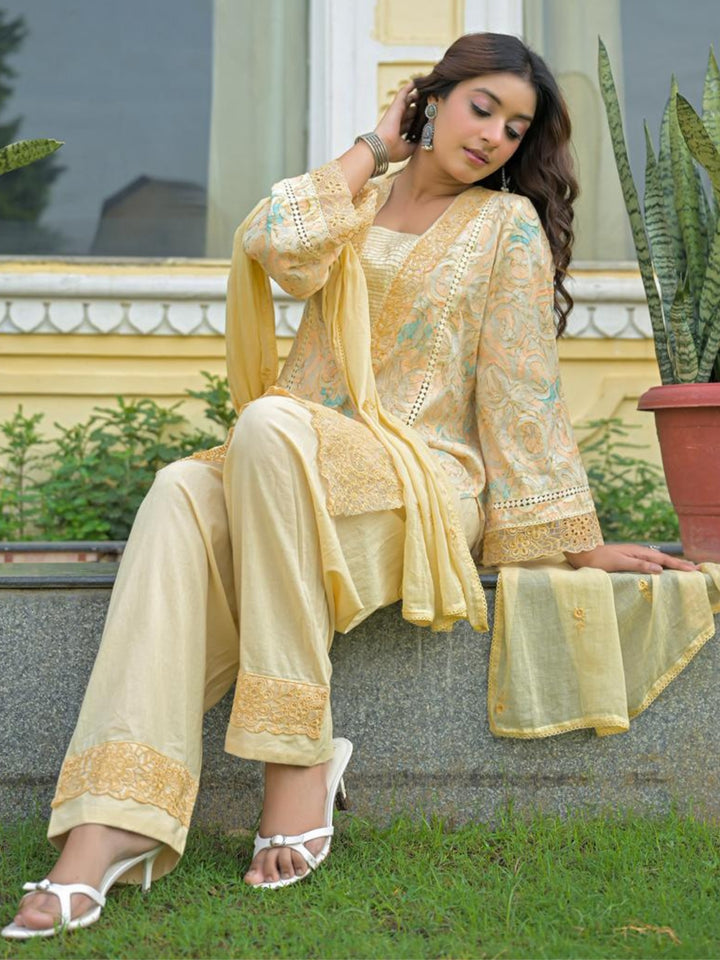 Dagdai Flax Embroidery Cotton Suit Set