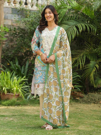 Dagdai Salmon Cotton Lawn Suit Set