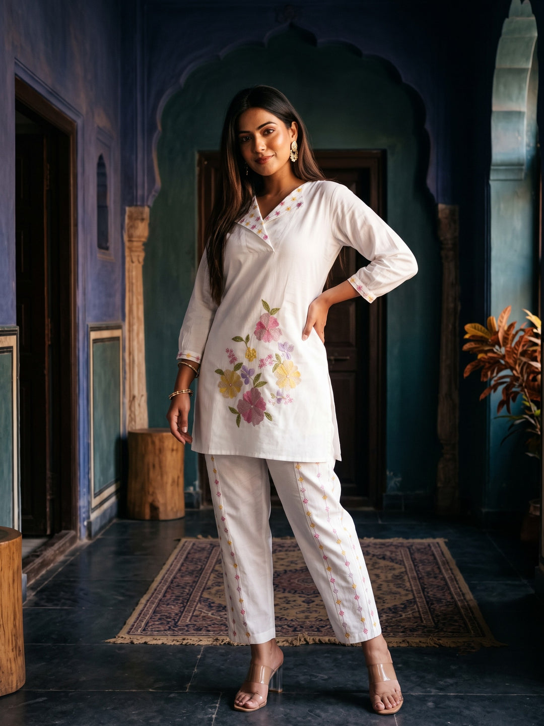 Darika Vanilla Embroidery Co-ord Set