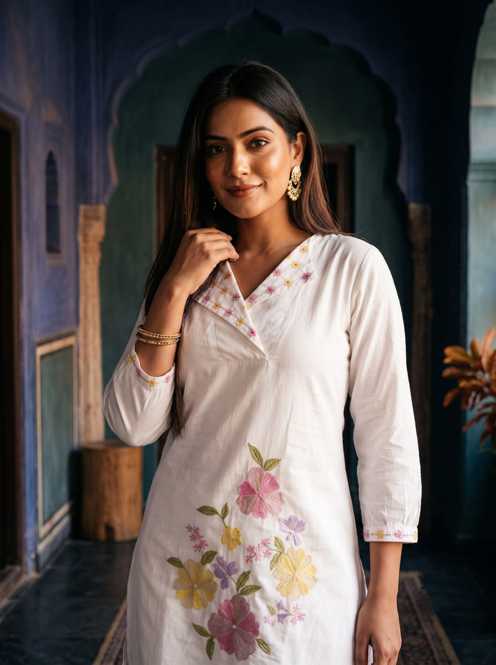 Darika Vanilla Embroidery Co-ord Set