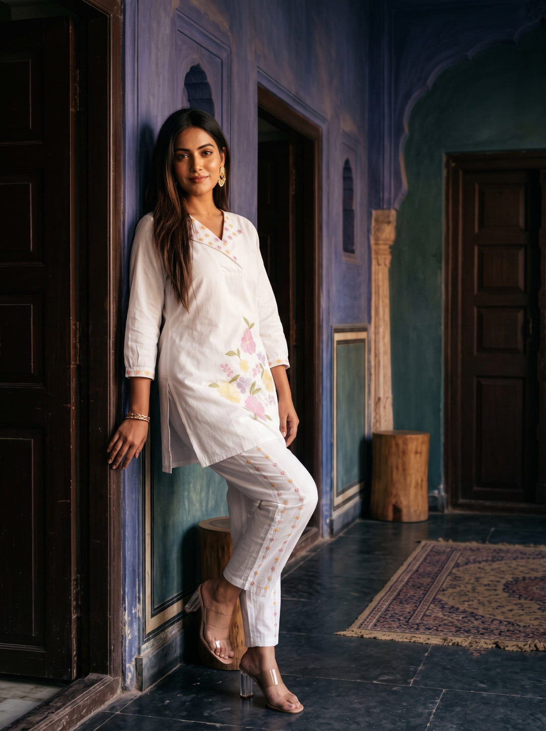 Darika Vanilla Embroidery Co-ord Set