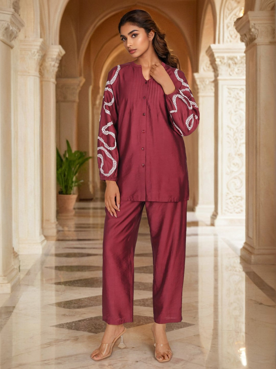 Sharanya Mulberry Work Co-ord Set