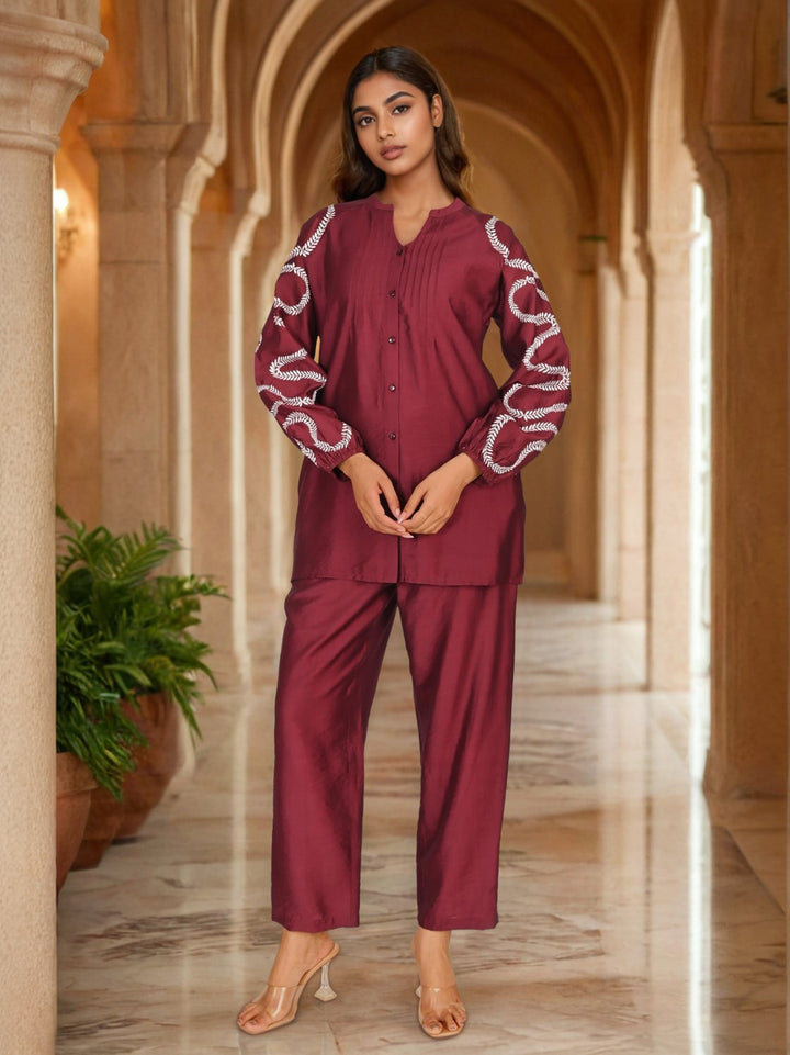Sharanya Mulberry Work Co-ord Set