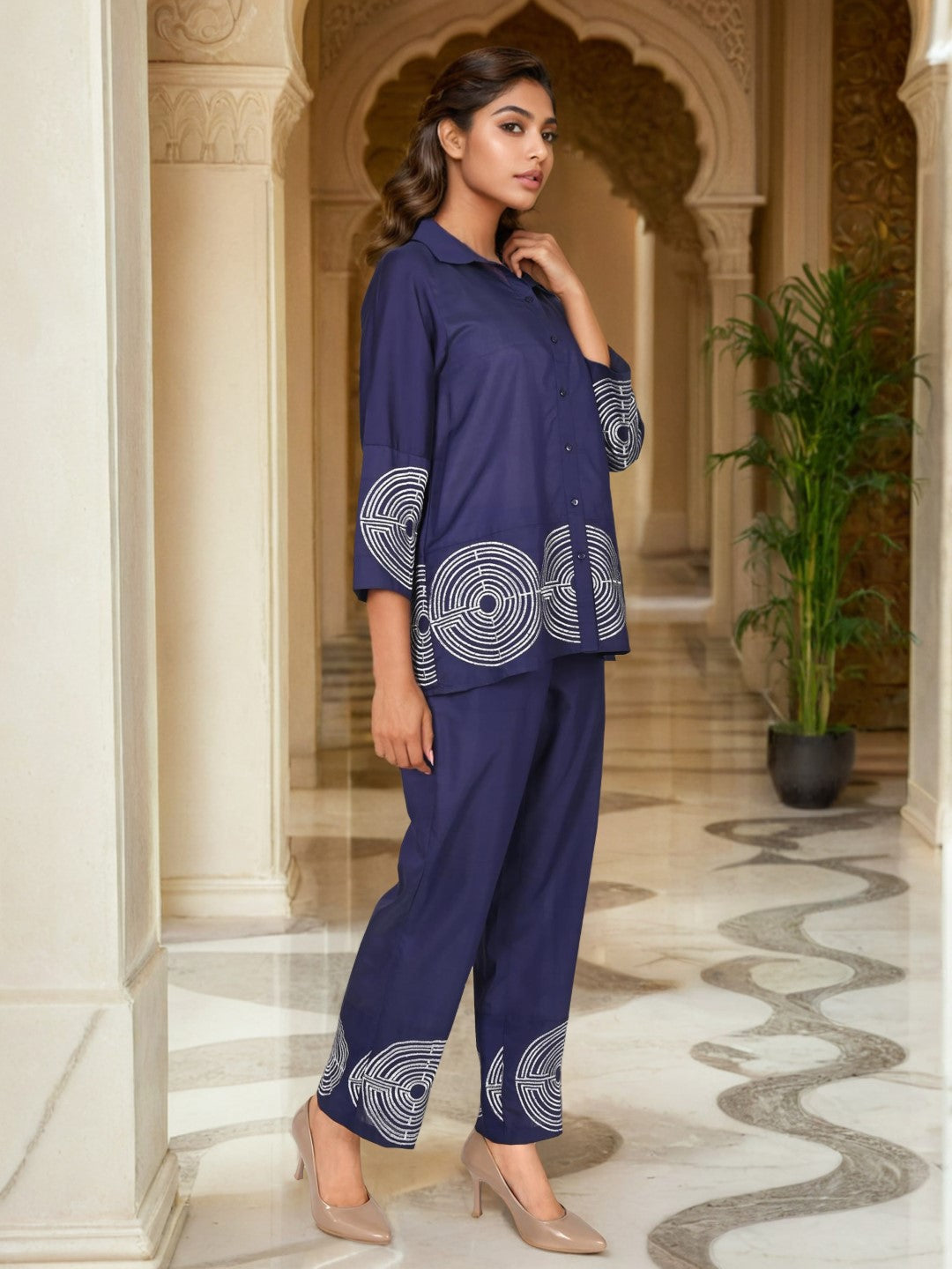 Sharanya Nile Embroidery Premium Co-ord Set