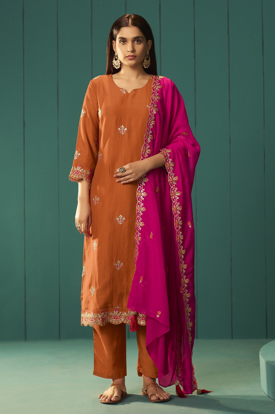Trisha Saffron work Suit set