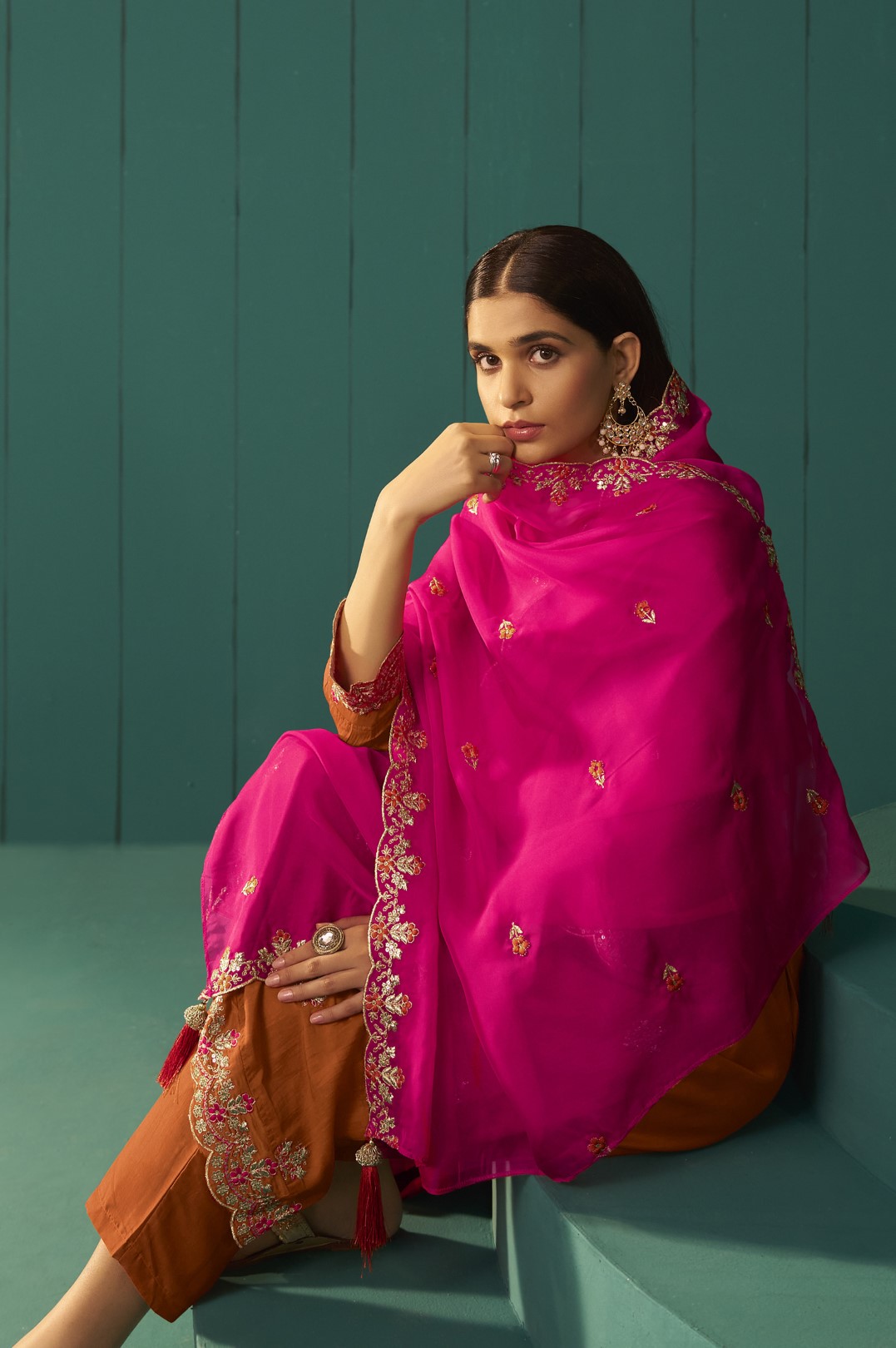 Trisha Saffron work Suit set