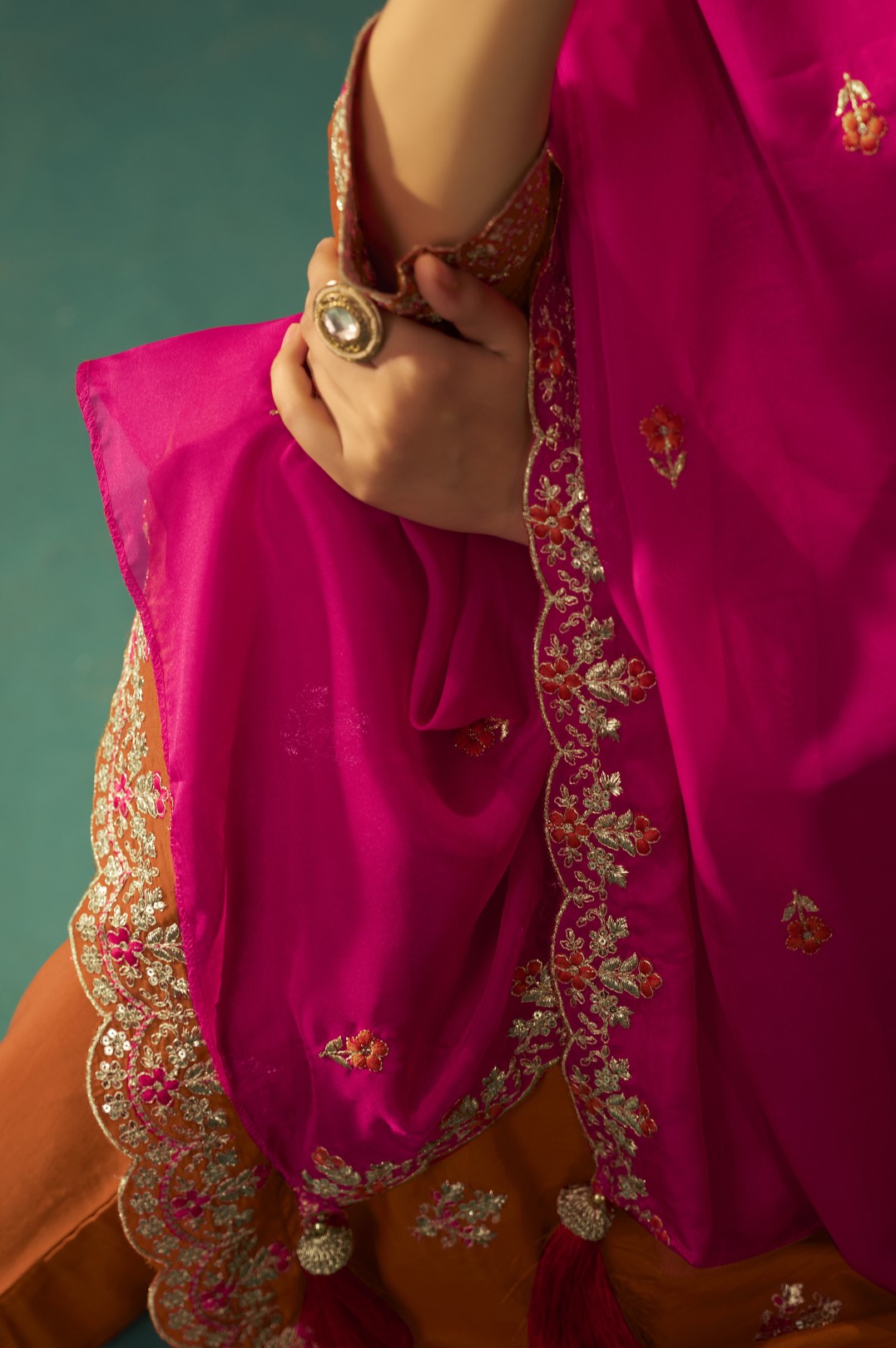 Trisha Saffron work Suit set