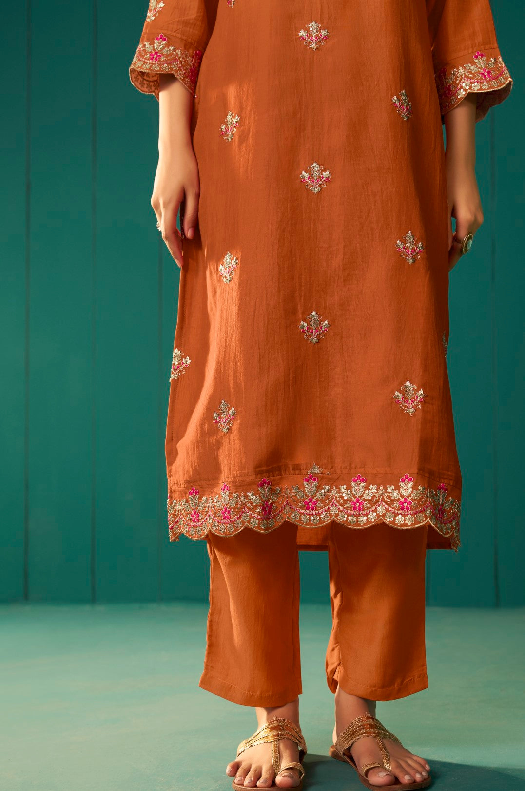 Trisha Saffron work Suit set