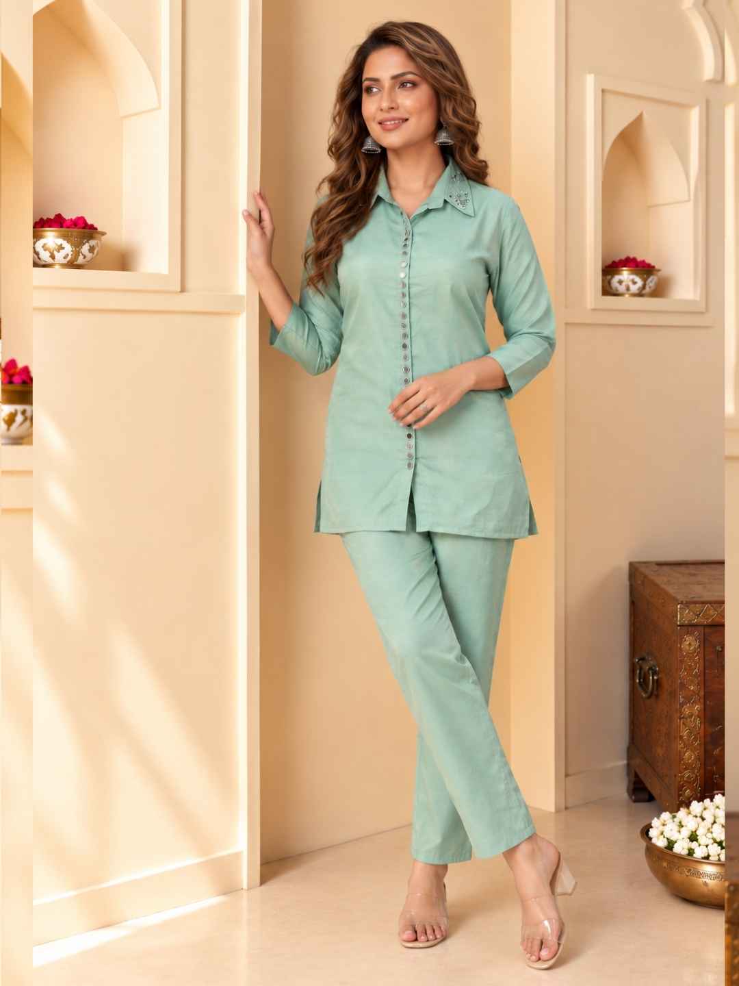 Divya Minty Mirror Work Co-ord Set