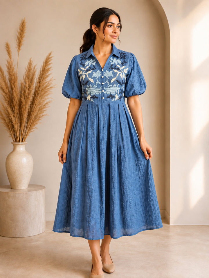 Drona Indi Embroidery Cotton Dress