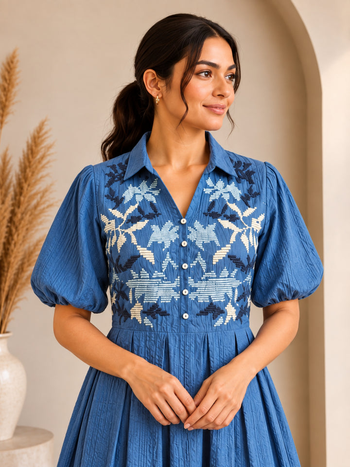 Drona Indi Embroidery Cotton Dress