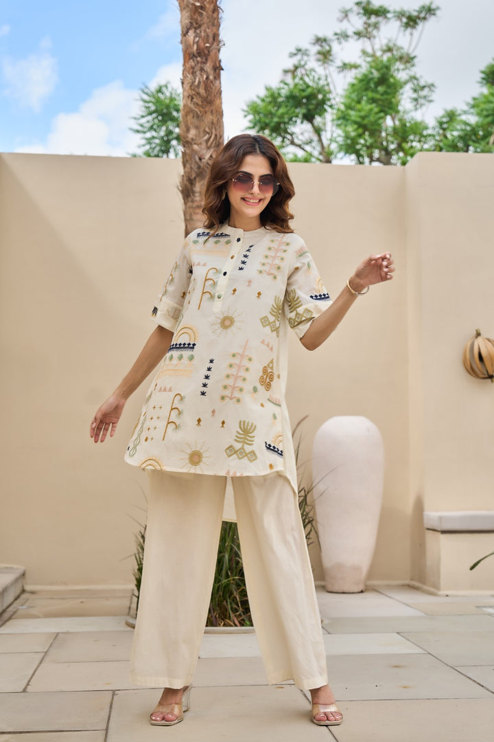 Tatva Alabaster Embroidery Cotton Co-ord Set