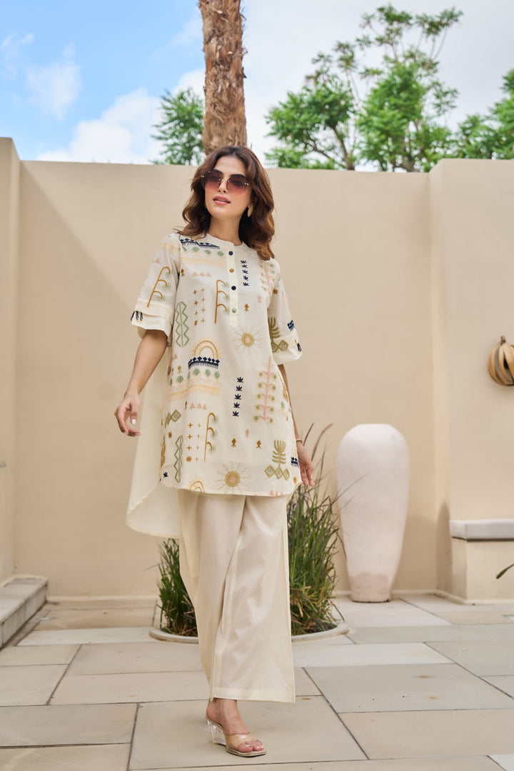 Tatva Alabaster Embroidery Cotton Co-ord Set