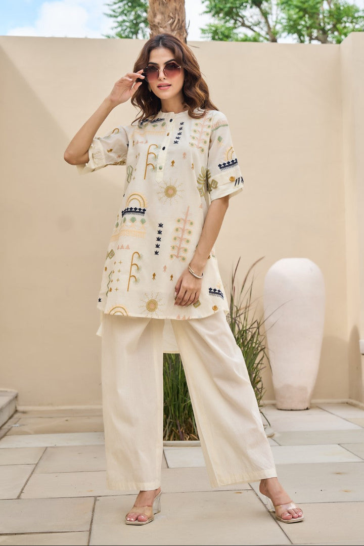 Tatva Alabaster Embroidery Cotton Co-ord Set