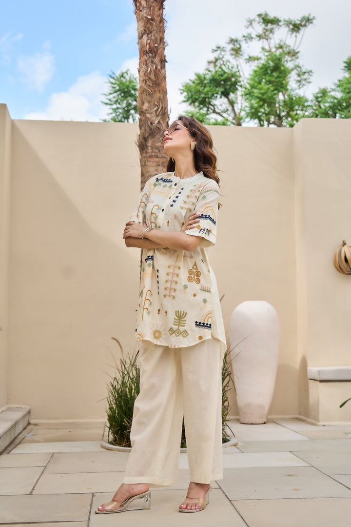Tatva Alabaster Embroidery Cotton Co-ord Set