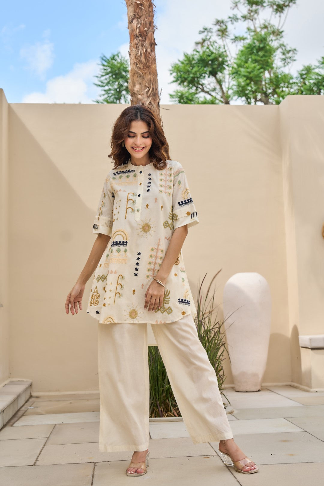 Tatva Alabaster Embroidery Cotton Co-ord Set
