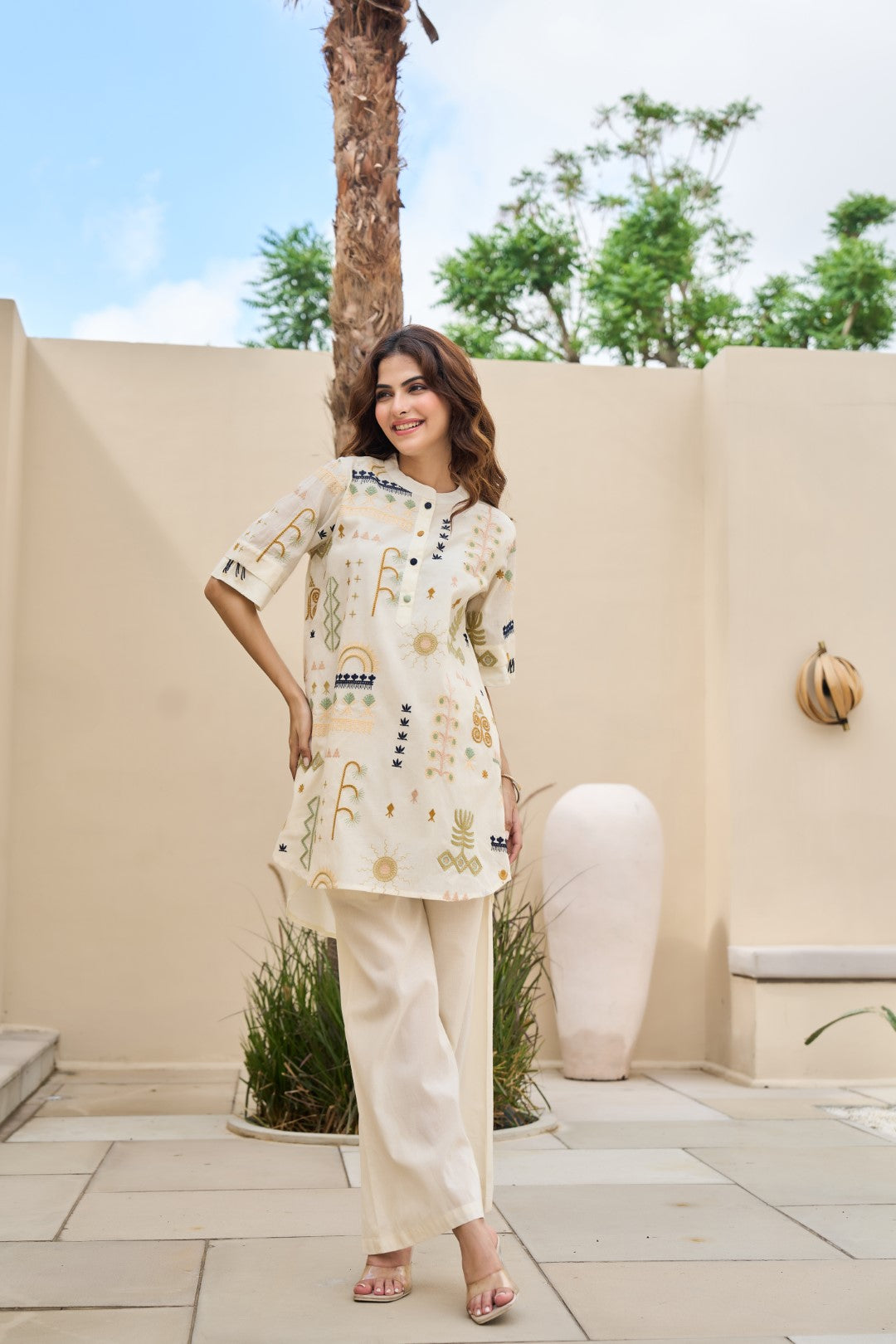 Tatva Alabaster Embroidery Cotton Co-ord Set
