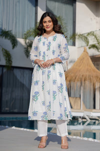 Manjula Saint Printed Cotton Kurta Pant Set