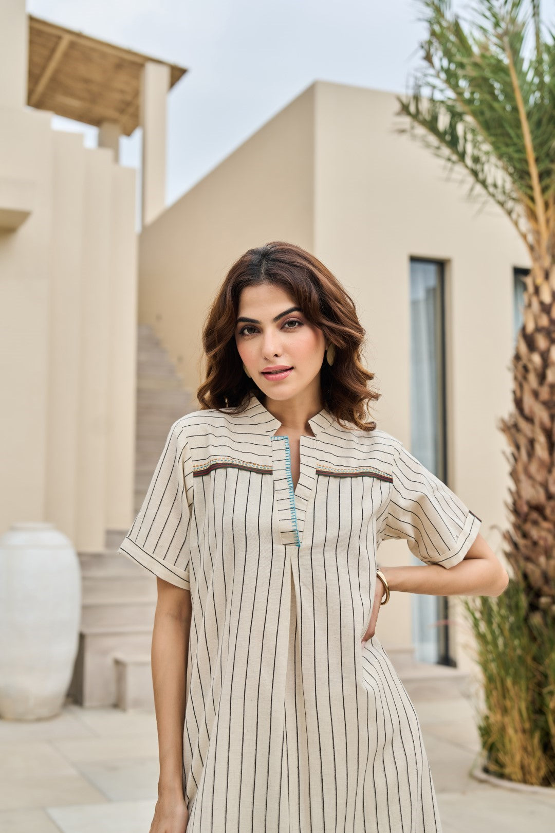 Akira vanilla cotton kurta pant set