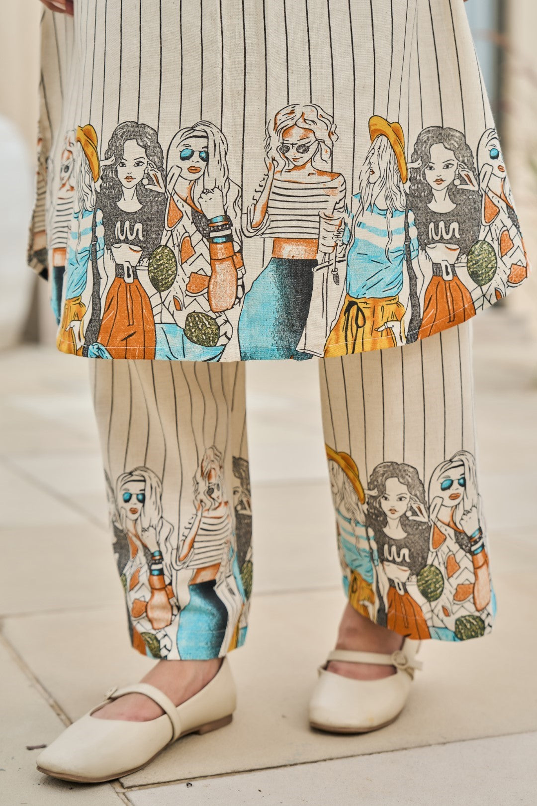 Akira vanilla cotton kurta pant set