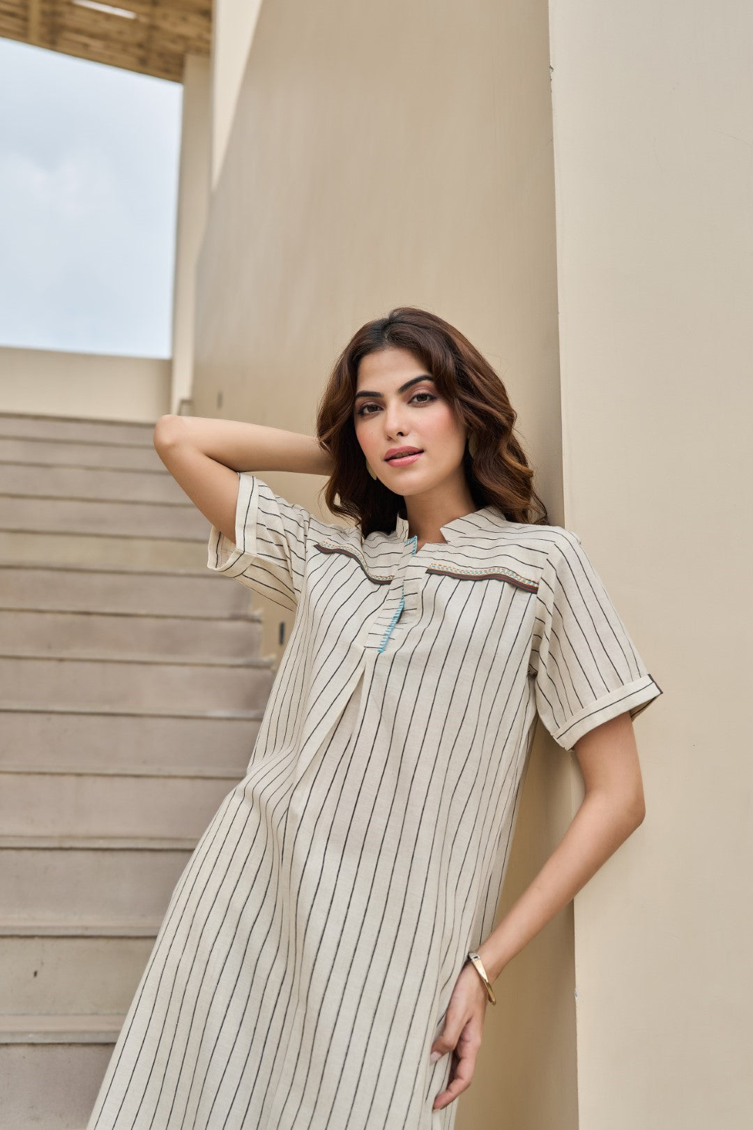 Akira vanilla cotton kurta pant set