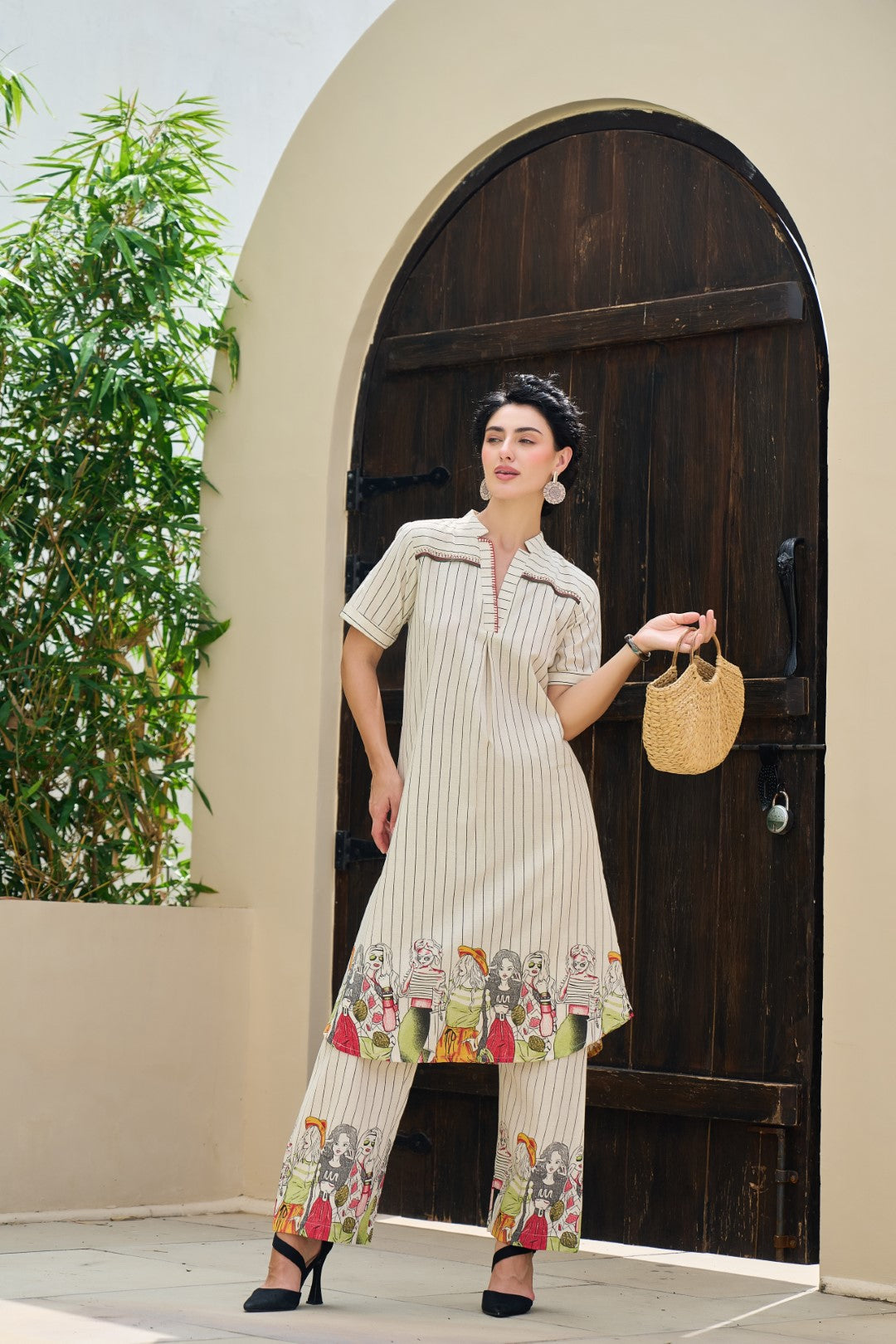 Akira angel embroidery cotton co-ord set