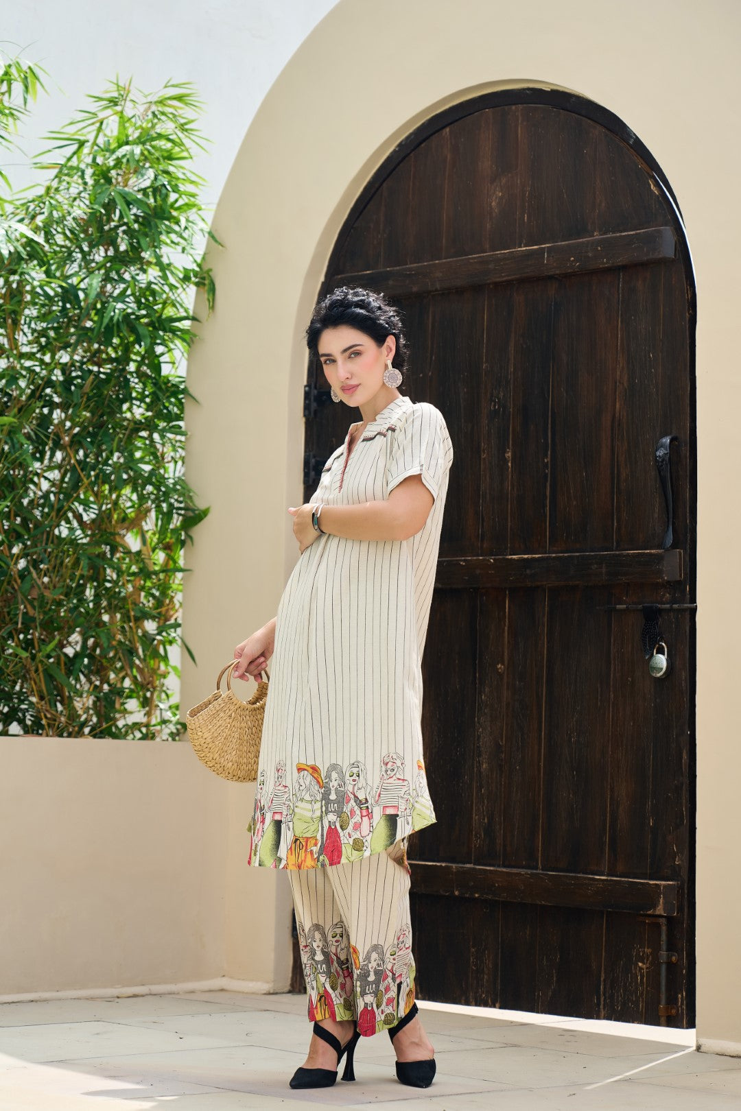 Akira angel embroidery cotton co-ord set