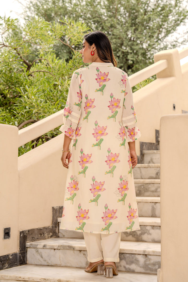 Kabool Lotus kurta pant set